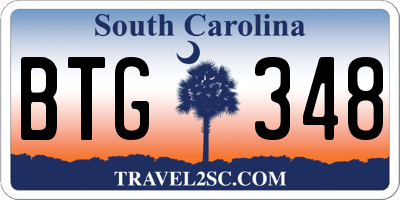 SC license plate BTG348
