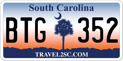SC license plate BTG352