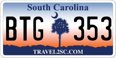 SC license plate BTG353