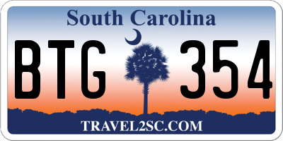 SC license plate BTG354