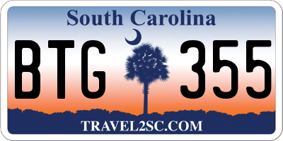 SC license plate BTG355