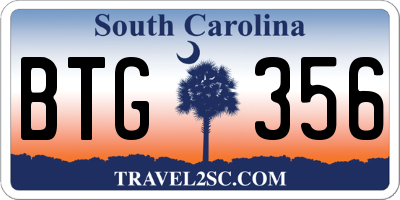 SC license plate BTG356
