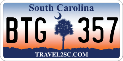 SC license plate BTG357