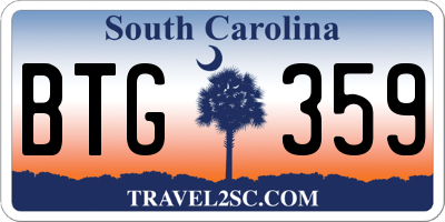 SC license plate BTG359