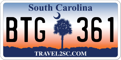 SC license plate BTG361