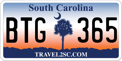 SC license plate BTG365