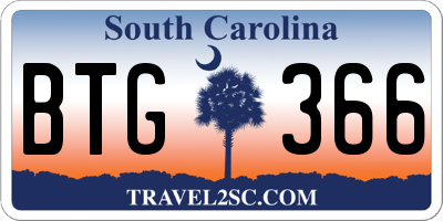 SC license plate BTG366