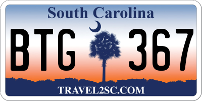 SC license plate BTG367