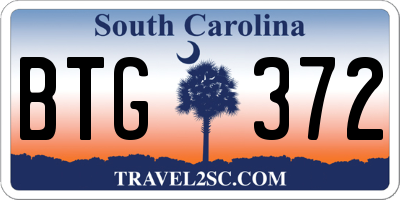SC license plate BTG372