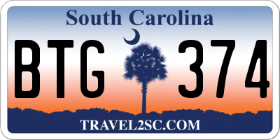 SC license plate BTG374