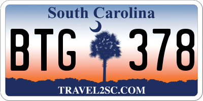 SC license plate BTG378