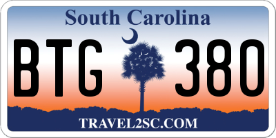SC license plate BTG380