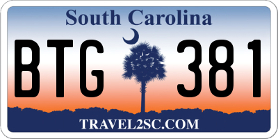SC license plate BTG381
