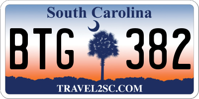 SC license plate BTG382