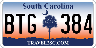 SC license plate BTG384