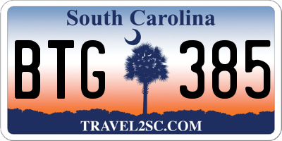 SC license plate BTG385