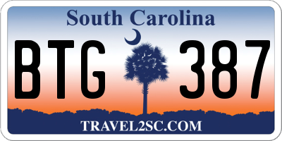 SC license plate BTG387