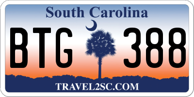 SC license plate BTG388