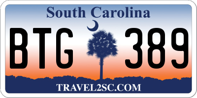 SC license plate BTG389