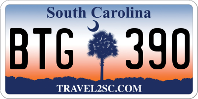 SC license plate BTG390