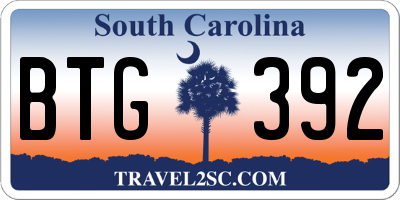 SC license plate BTG392