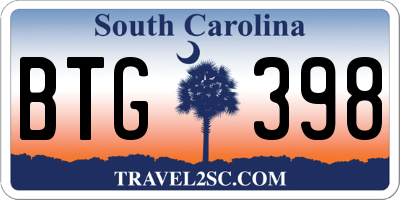 SC license plate BTG398