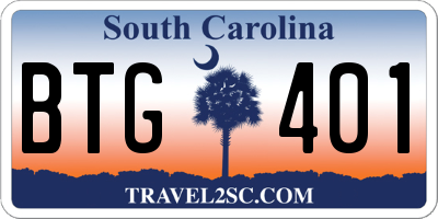 SC license plate BTG401