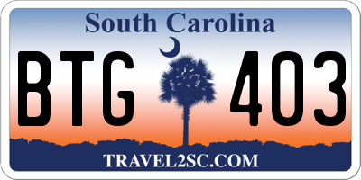 SC license plate BTG403