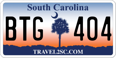 SC license plate BTG404