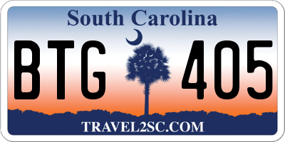 SC license plate BTG405