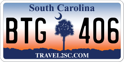 SC license plate BTG406