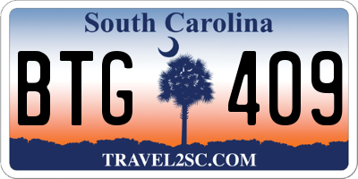 SC license plate BTG409