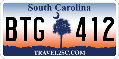 SC license plate BTG412