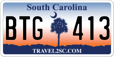 SC license plate BTG413