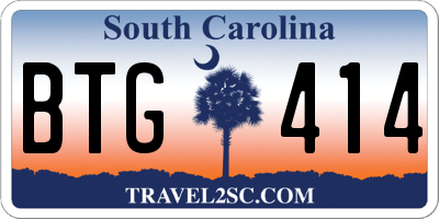 SC license plate BTG414