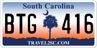 SC license plate BTG416