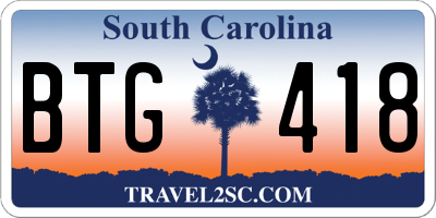 SC license plate BTG418