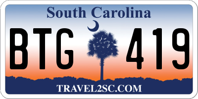 SC license plate BTG419