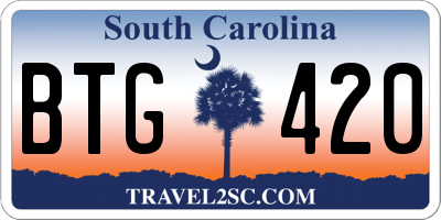 SC license plate BTG420
