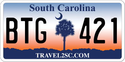 SC license plate BTG421