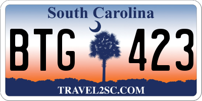 SC license plate BTG423