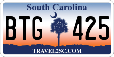 SC license plate BTG425