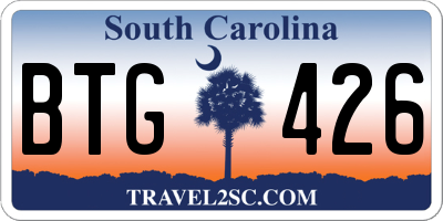 SC license plate BTG426