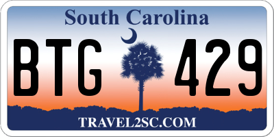 SC license plate BTG429