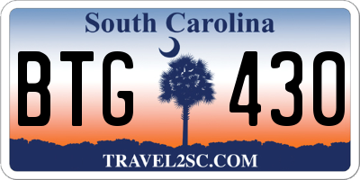 SC license plate BTG430