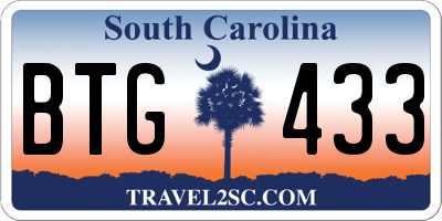 SC license plate BTG433