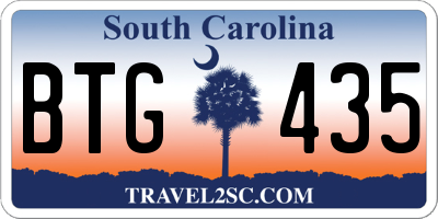 SC license plate BTG435