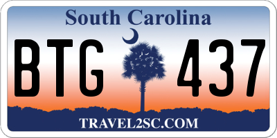 SC license plate BTG437