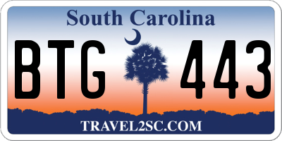 SC license plate BTG443