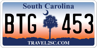SC license plate BTG453